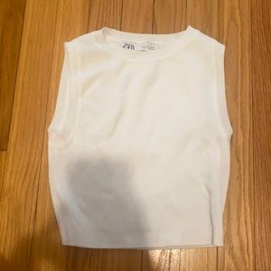 Zara white cropped sweater tank